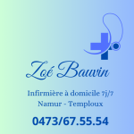 Infirmière à domicile Zoé Bauv’infi / soins et aide à domicile Suarlée